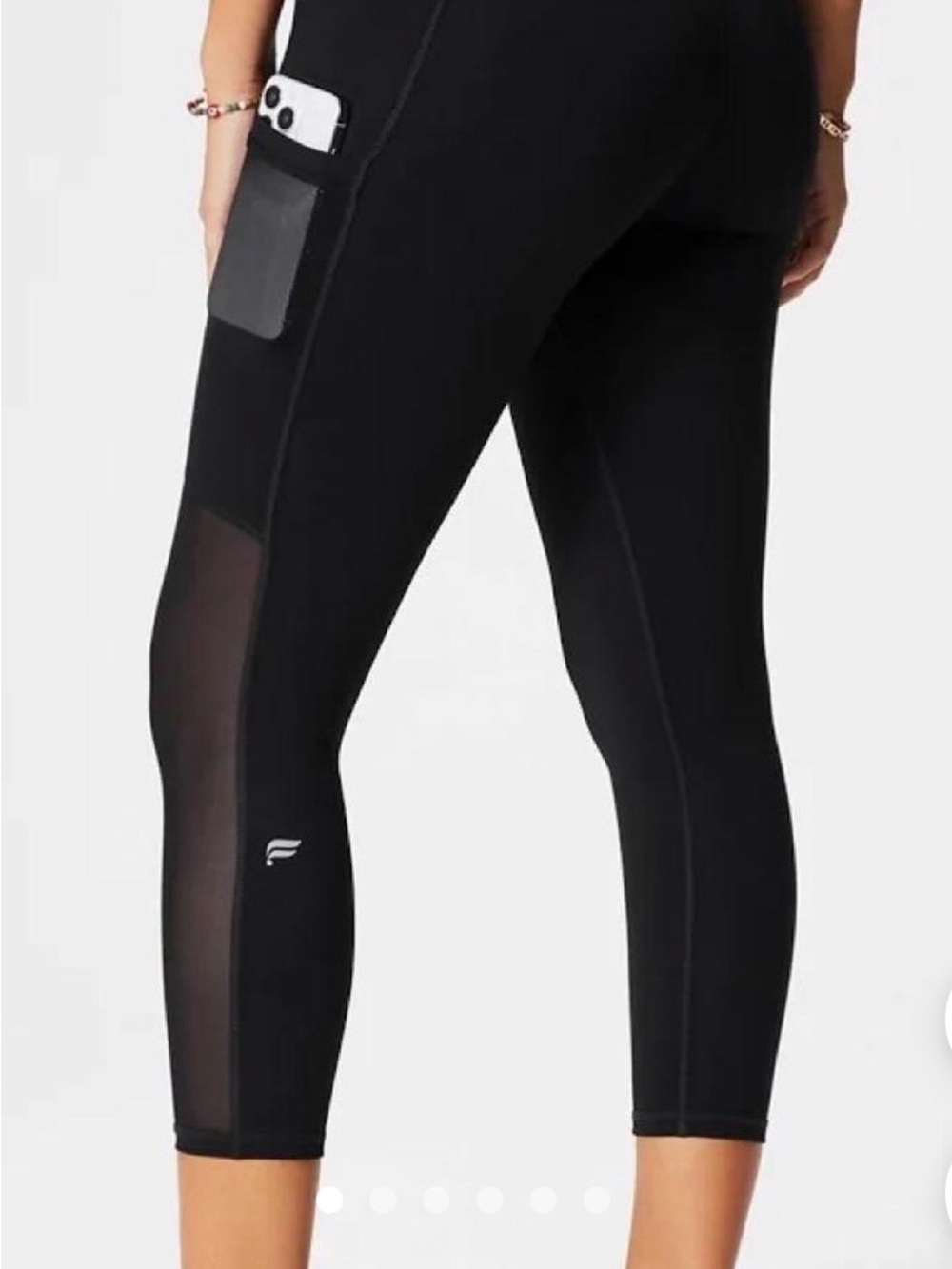 Fabletics Black Capri Leggings with Side Mesh and Phone Pocket (S)